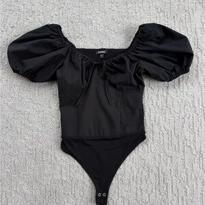 NWOT Express Black Puff Sleeve Bodysuit